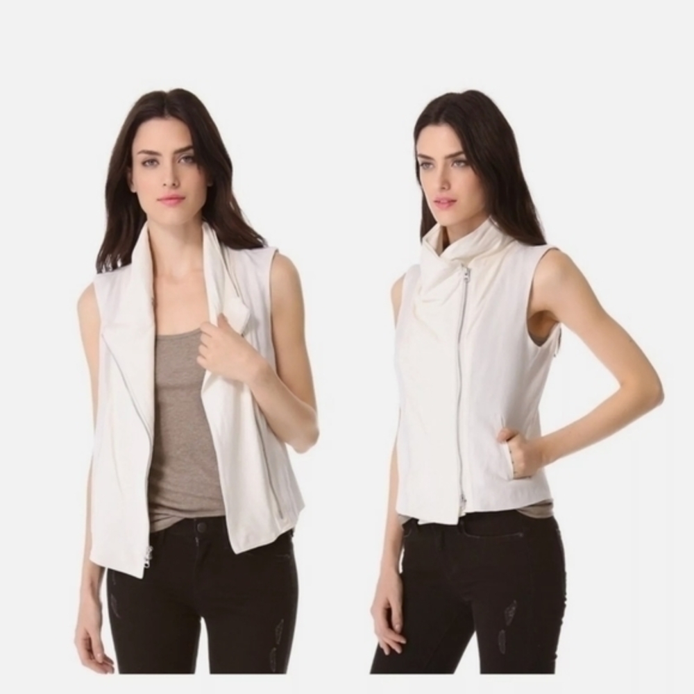 Vince White Vest Asymmetric Moto